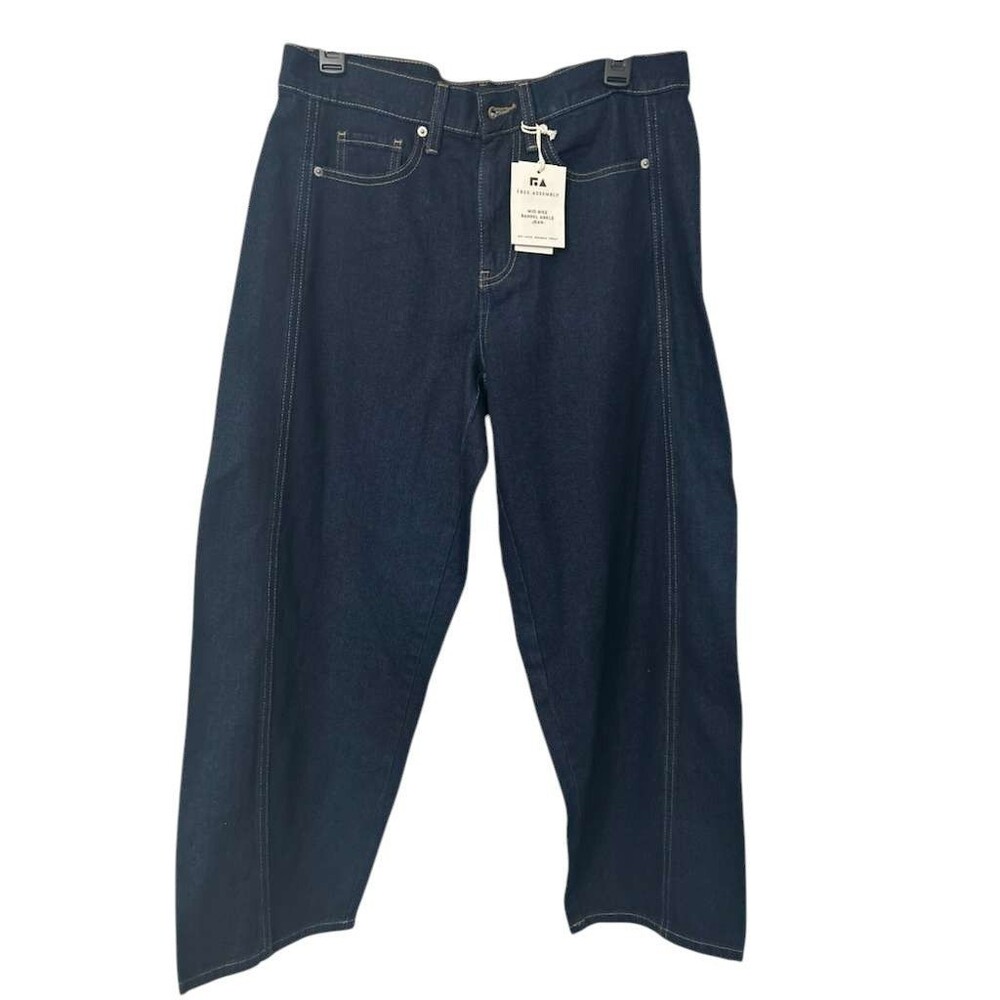 Free Assembly Barrel Ankle Jeans Women Size 4 Dark Mid Rise New